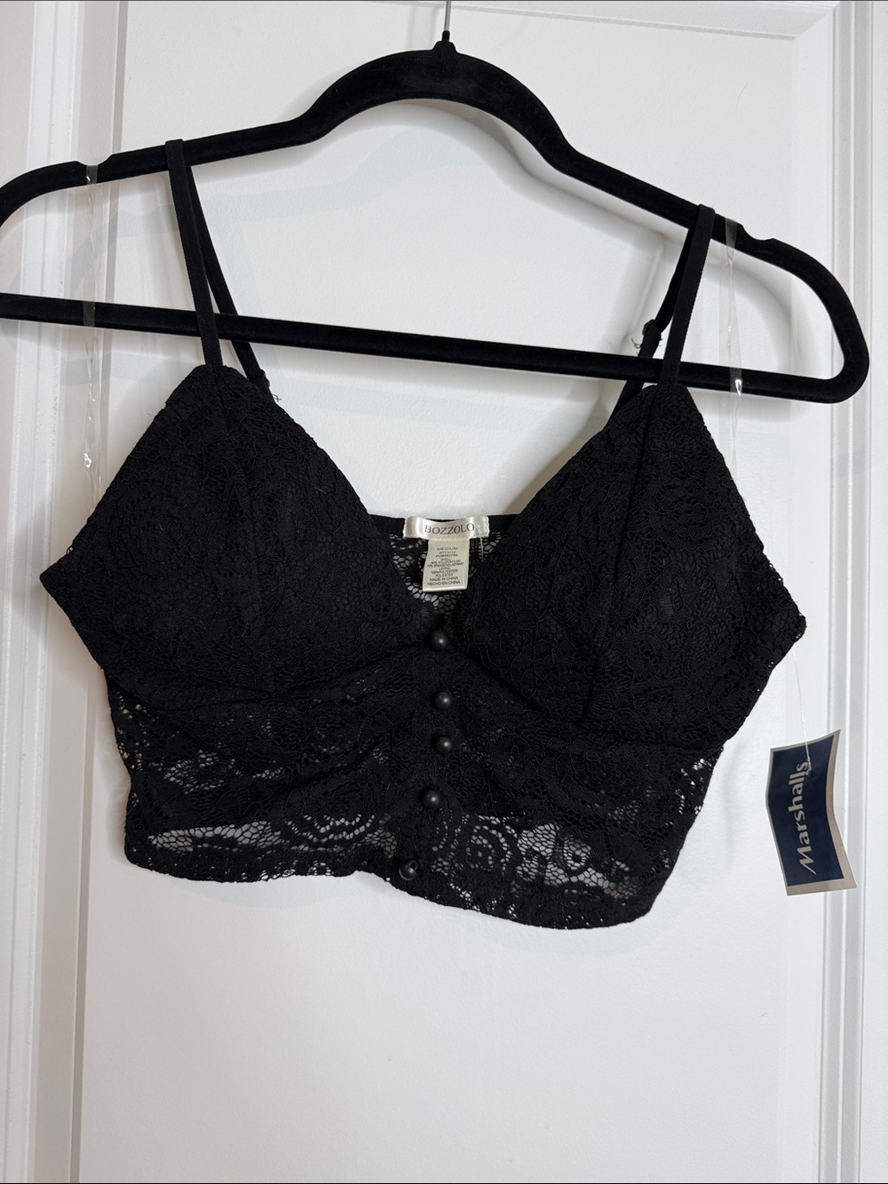 Marshalls Black Lace Bralette with Front Buttons